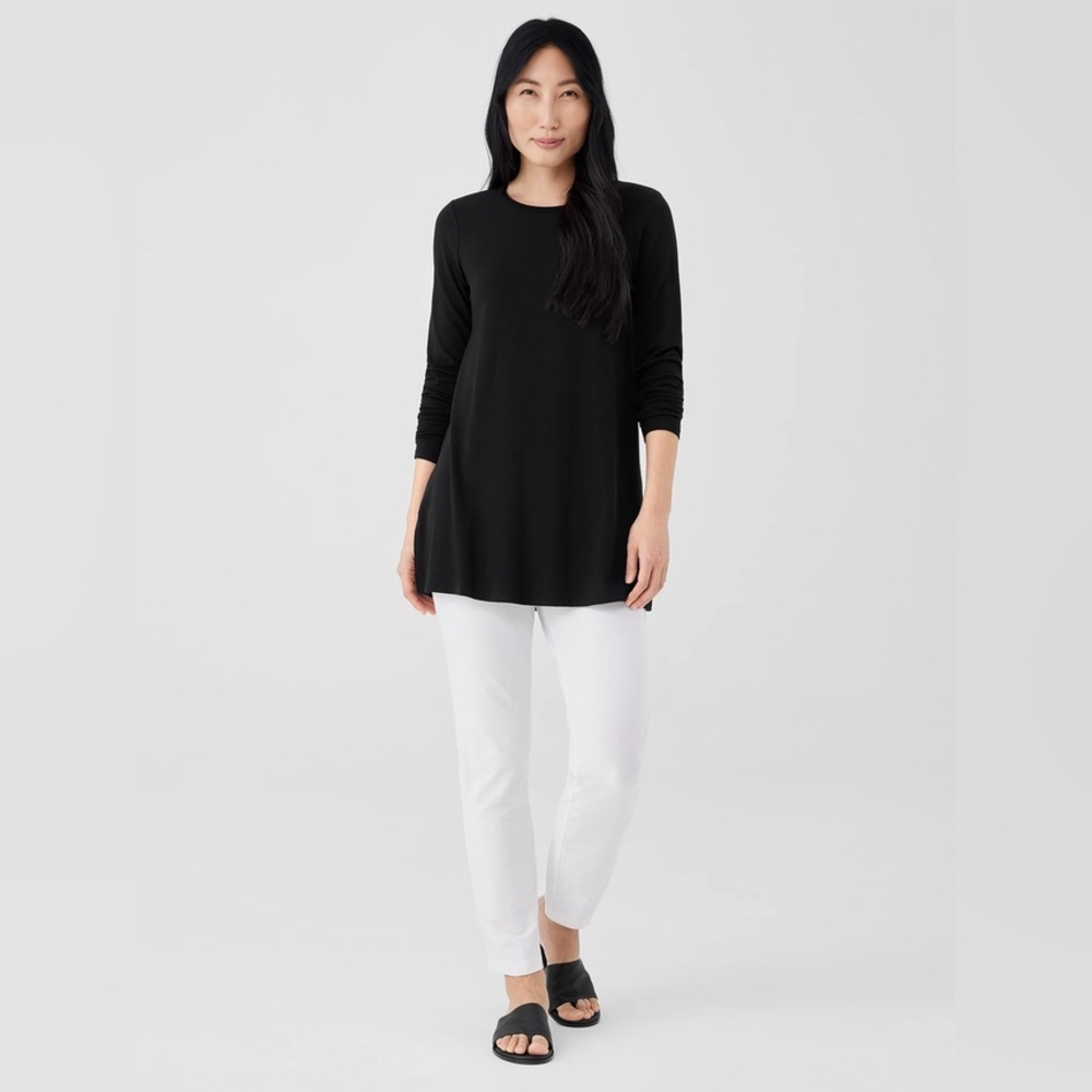🎀EILEEN FISHER M black long sleeve tunic viscose and spandex pull over